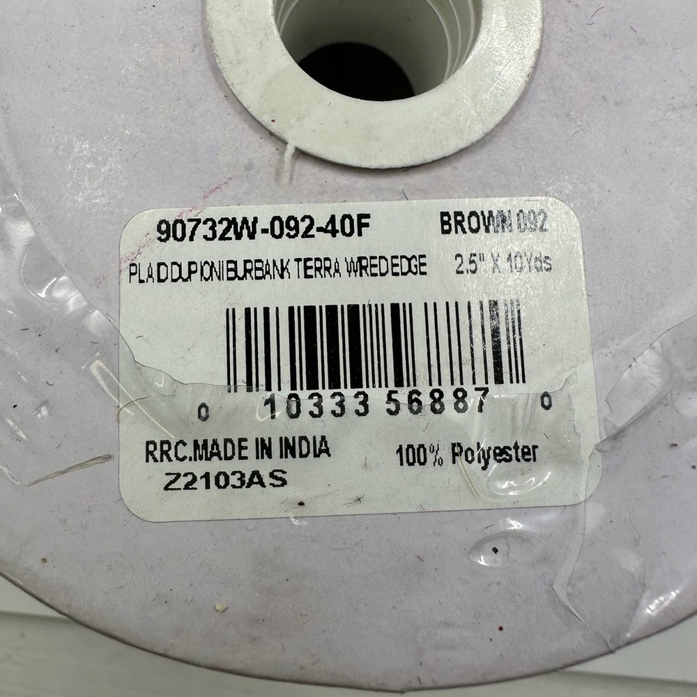 NWT Dupioni Brown Tartan Plaid Silk 2.5” Wired Ribbon - Picture 4 of 5